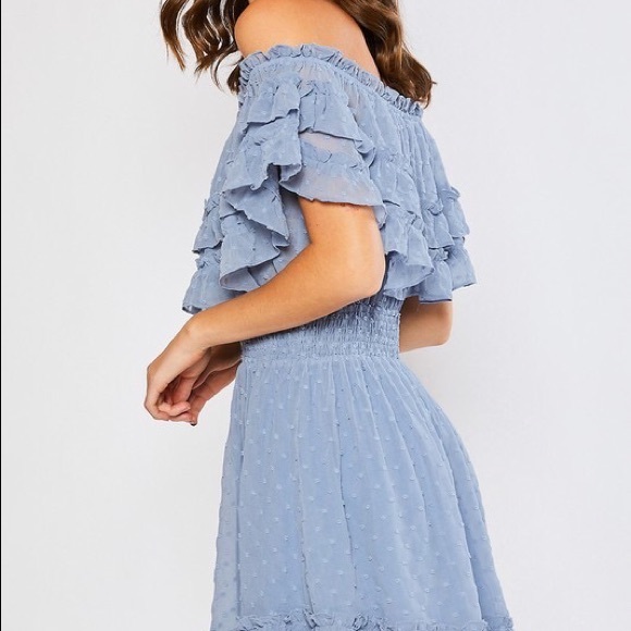 Blu Ivy Ruffle Hem Off Shoulder Dress - Picture 3 of 11